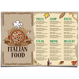 披薩復(fù)古菜單矢量素材