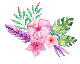 手繪浪漫花朵元素