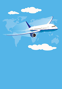 矢量航空航天飛機扁平化背景