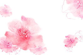 水墨粉色花朵元素