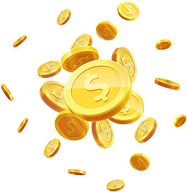 手繪金幣漂浮元素