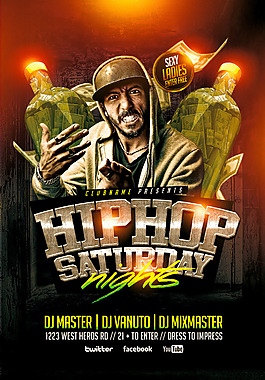 HipHopSaturdays國外創(chuàng)意歐美風(fēng)酒吧宣傳海報