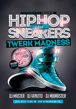 HipHopSneakers-blue藍色國外創意歐美風酒吧宣傳海報