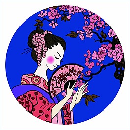 日本和服风情人物速写矢量合集
