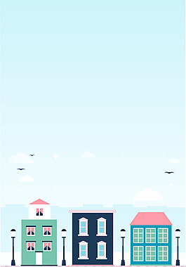 簡約扁平樓房建筑海報(bào)矢量背景