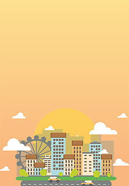 簡約扁平都市生活海報(bào)矢量背景