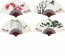 古风扇子速写矢量合集