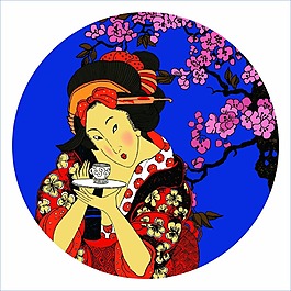 復古日本風情人物速寫矢量合集