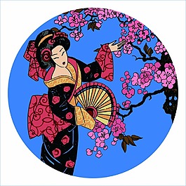 創(chuàng)意日本風(fēng)情人物速寫矢量合集
