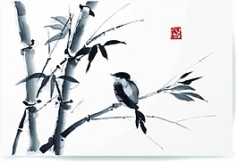 水墨畫動植物矢量合集
