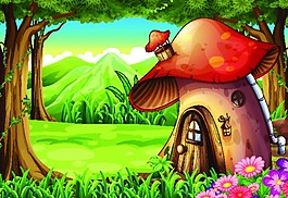 卡通童話森林房屋