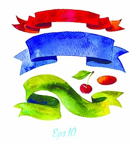實用水彩效果緞帶矢量素材