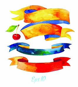 時(shí)尚水彩效果緞帶矢量素材