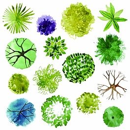 水彩植物矢量素材