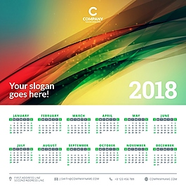 2018炫彩日歷矢量素材
