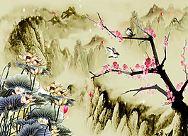 山水畫水墨裝飾畫