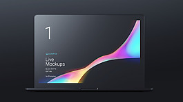 Macbook黑色ui样机模型展示