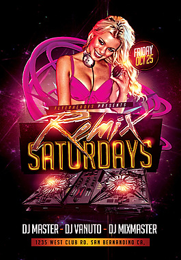RemixSaturdays性感國外創意歐美風酒吧宣傳海報