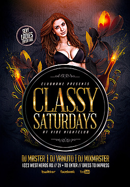 ClassySaturdays國外創意歐美風酒吧宣傳海報