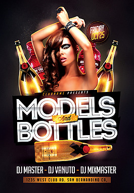 ModelsandBottlesFlyer國外創意歐美風酒吧宣傳海報