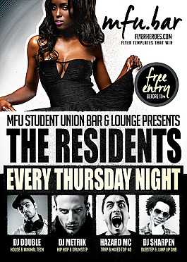 the-residents-flyer-template国外创意欧美风酒吧宣传海报宣传单