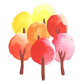 矢量樹木插畫風(fēng)景素材