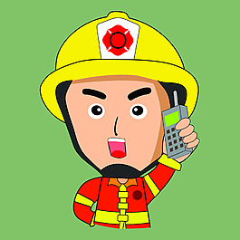 卡通消防員打電話矢量素材