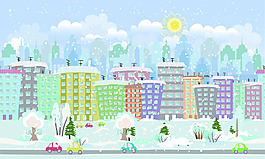 院子歐洲小屋四季風(fēng)景