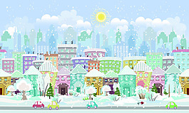 歐洲小屋太陽(yáng)四季風(fēng)景