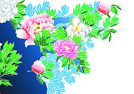 古典花卉線描矢量