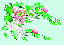 清新中國風(fēng)牡丹線描矢量