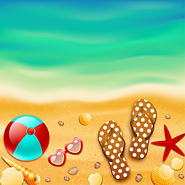 夏日沙灘插畫背景素材