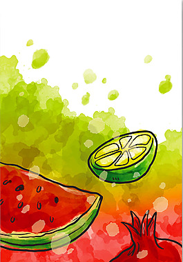 水彩繪水果海報背景素材