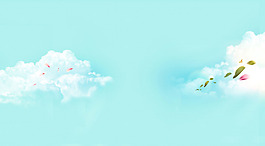小清新藍天白云banner背景