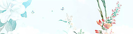 小清新藍色花朵banner背景