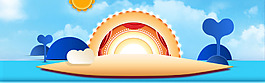 大海沙灘海豚banner背景