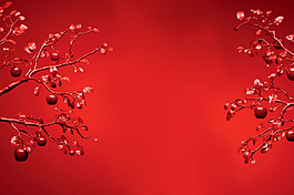 喜慶紅色花枝banner背景