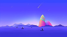 夢(mèng)幻星空郊外banner背景