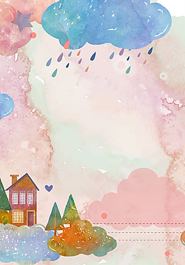 手繪下雨天廣告背景