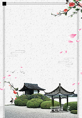 中國風花瓣亭臺背景