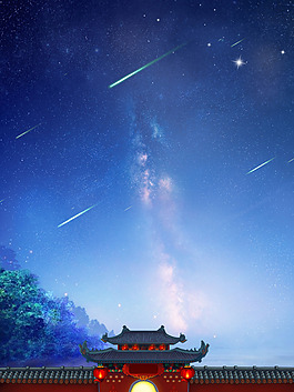 喜慶星空樓門背景