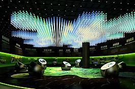 都市深色大氣商業(yè)空間藍綠燈光效果圖設(shè)計