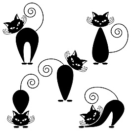 手绘黑猫卡通矢量素材