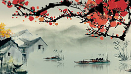 高清水墨紅梅LED背景大屏幕視頻素材