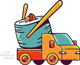 壽司卡通小車矢量素材