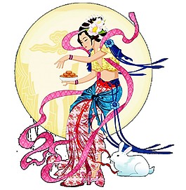 嫦娥奔月圓月素材圖片