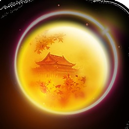 金色圓月Png元素素材