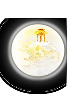 金色圓月Png元素素材