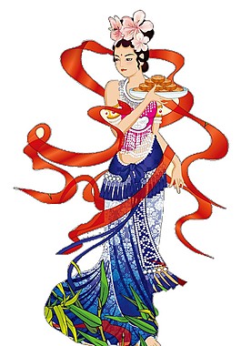 創(chuàng)意嫦娥奔月絲帶素材圖片
