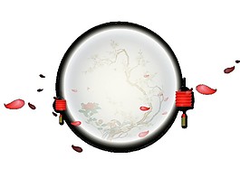 中秋圓月燈籠素材圖片